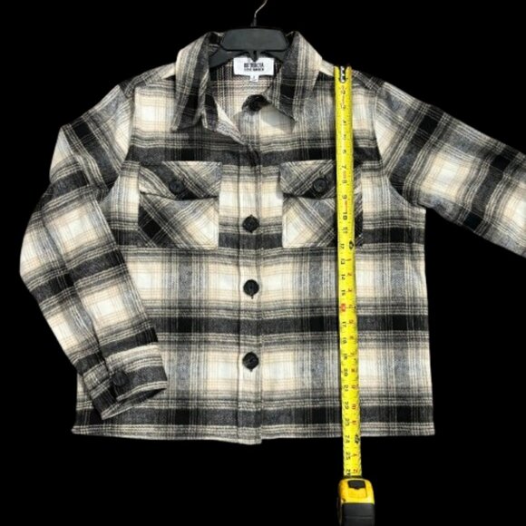 BB Dakota Black Tan Ivory Plaid Shaket Jacket Woman's Size Large - Picture 13 of 13